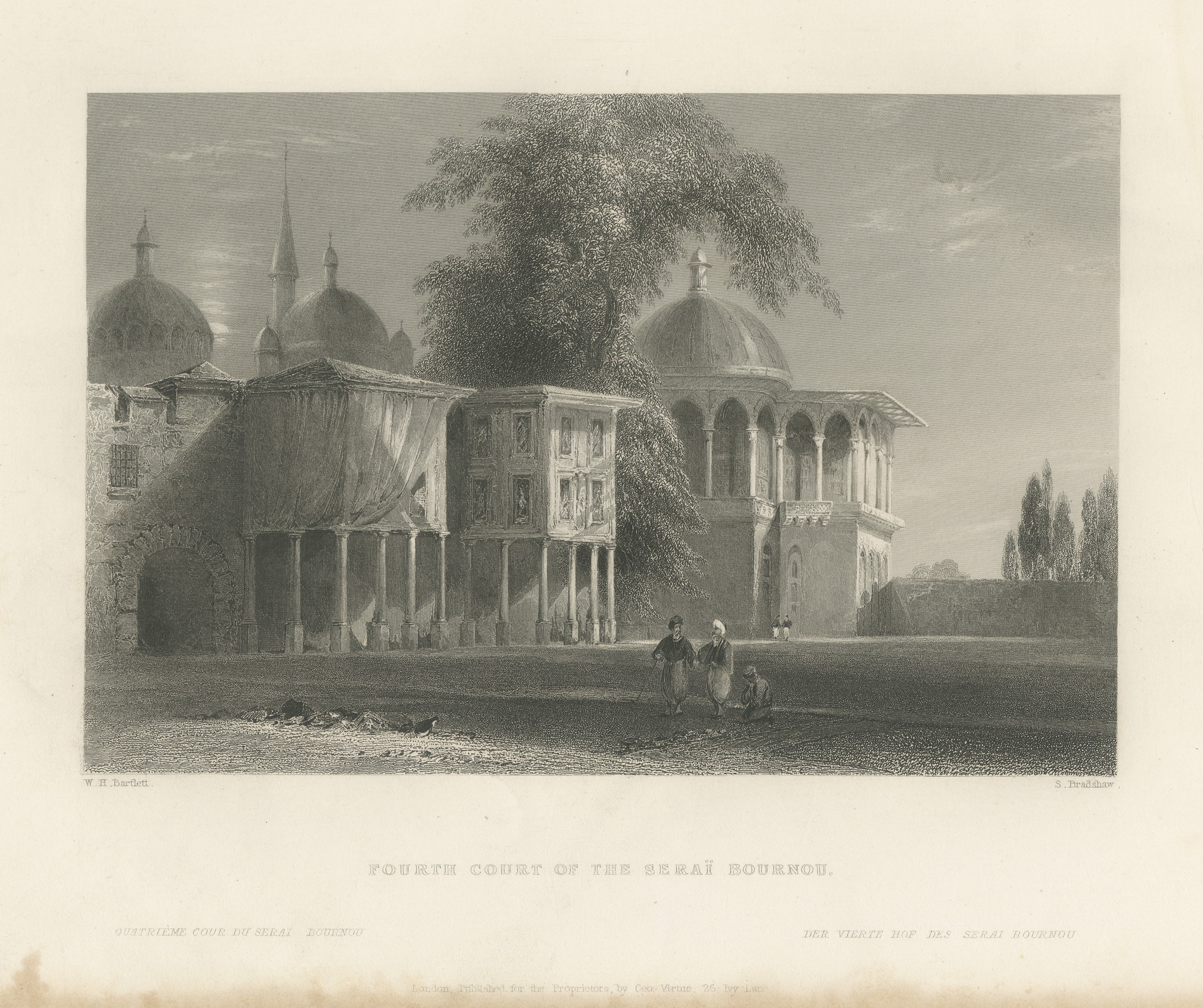 Topkapi Palace Fourth Court, Istanbul after W.H. Bartlett, Engraving, circa 1838