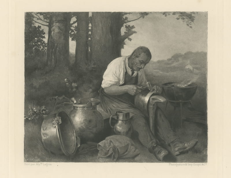 The Tinker after Alphonse Legros, Antique Goupil Photogravure, circa 1880