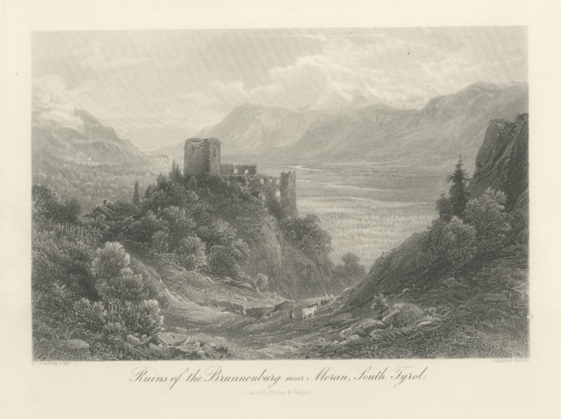 Ruins of the Brunnenburg near Meran, South Tyrol after E.T. Compton, circa 1878