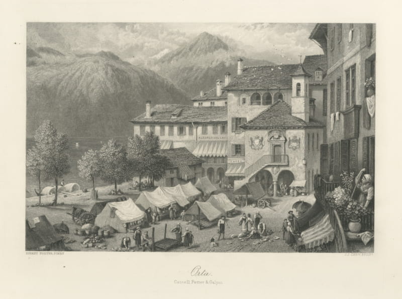 Orta San Giulio Marketplace on Lake Orta after Birket Foster, circa 1878