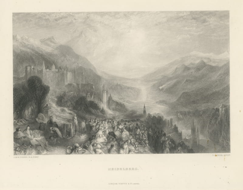 Heidelberg after J.M.W. Turner, Antique Engraving by T.A. Prior, circa 1880