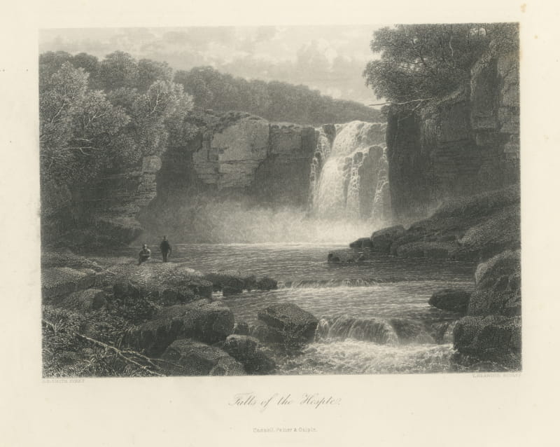 Falls of the Hespte, Antique Steel Engraving after J.B. Smith, circa 1876