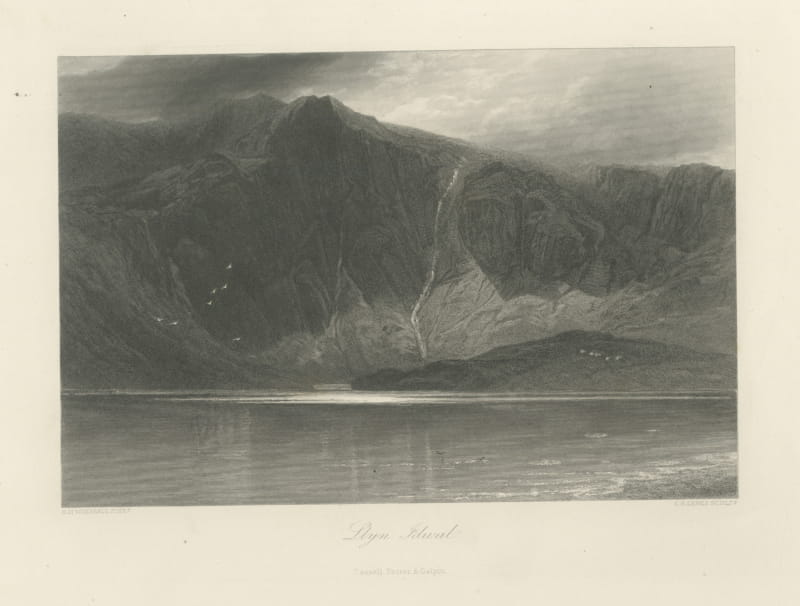 Llyn Idwal, Snowdonia, Antique Steel Engraving after E.M. Wimperis, circa 1876