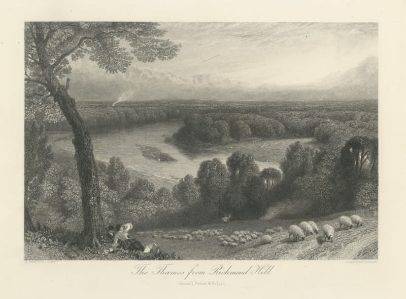 The Thames from Richmond Hill, Antique Engraving after Birket Foster, circa 1876