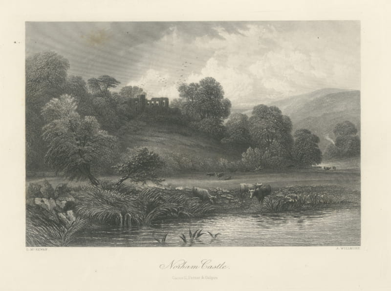 Norham Castle on the Tweed, Antique Engraving after D. McKewan, circa 1876