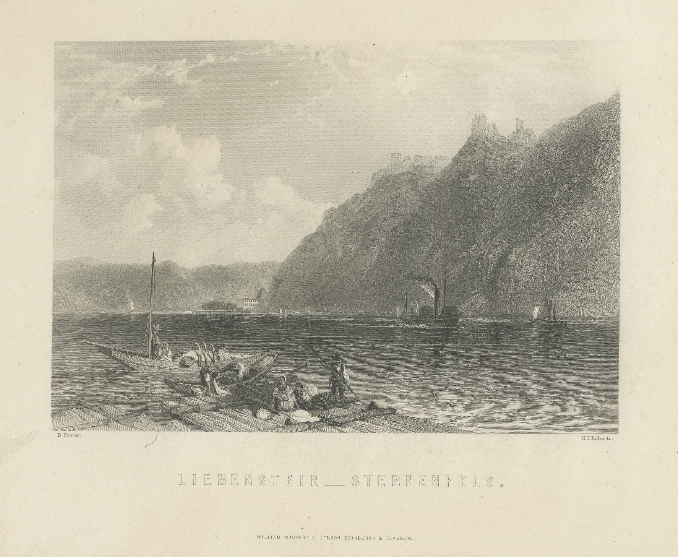 Liebenstein and Sternenfels, Rhine, Steel Engraving after Birket Foster, c. 1872