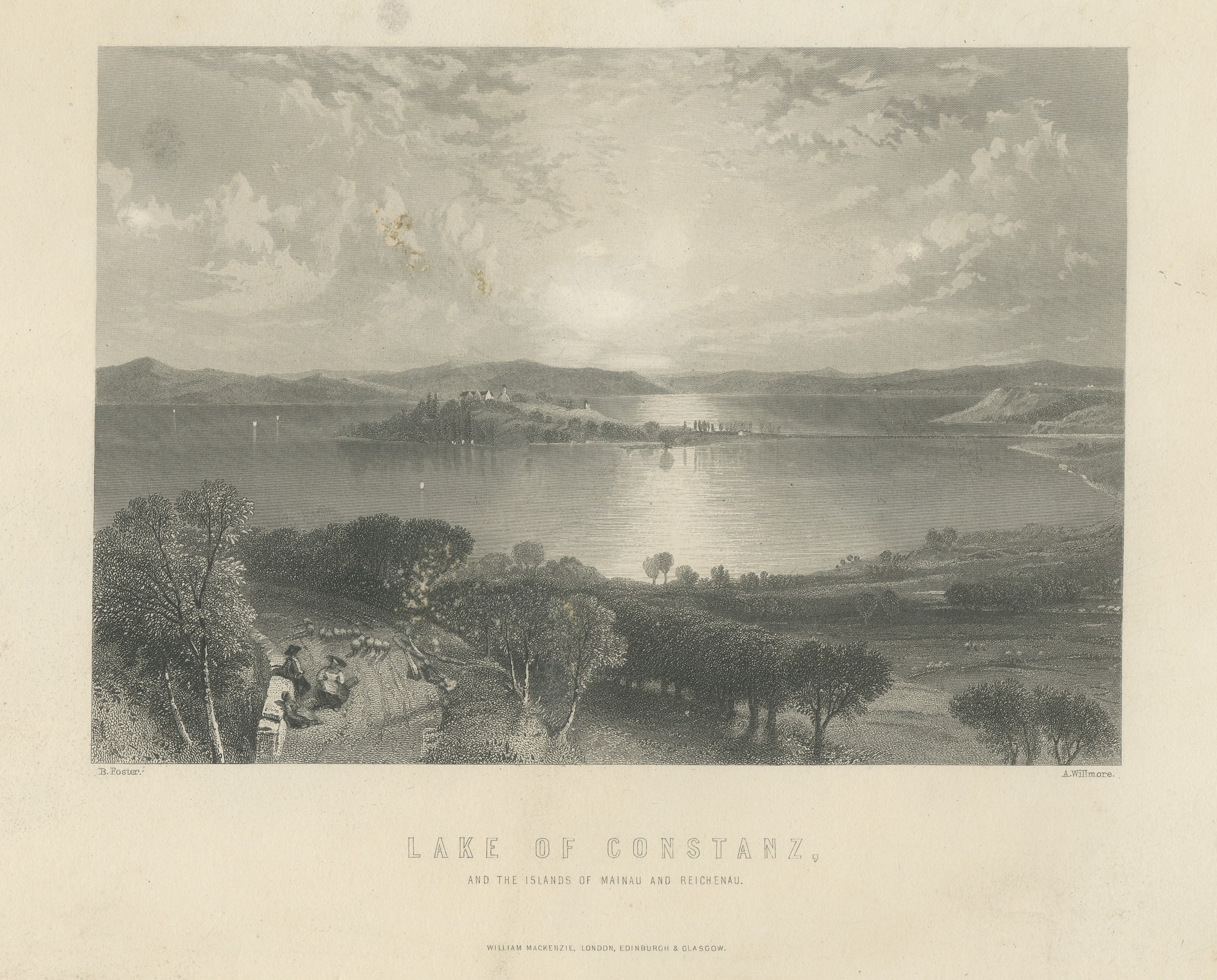 Lake Constance with Mainau and Reichenau, Engraving after Birket Foster, c. 1872