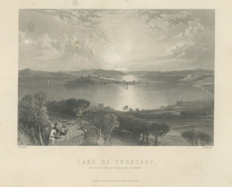 Lake Constance with Mainau and Reichenau, Engraving after Birket Foster, c. 1872
