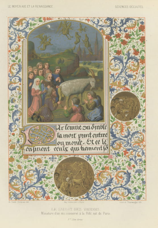 Le Sabbat des Vaudois, Illuminated Miniature, Antique Print, 1851