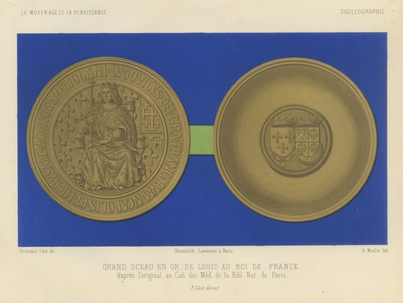 Great Gold Seal of Louis the Twelfth of France, Antique Print, 1851