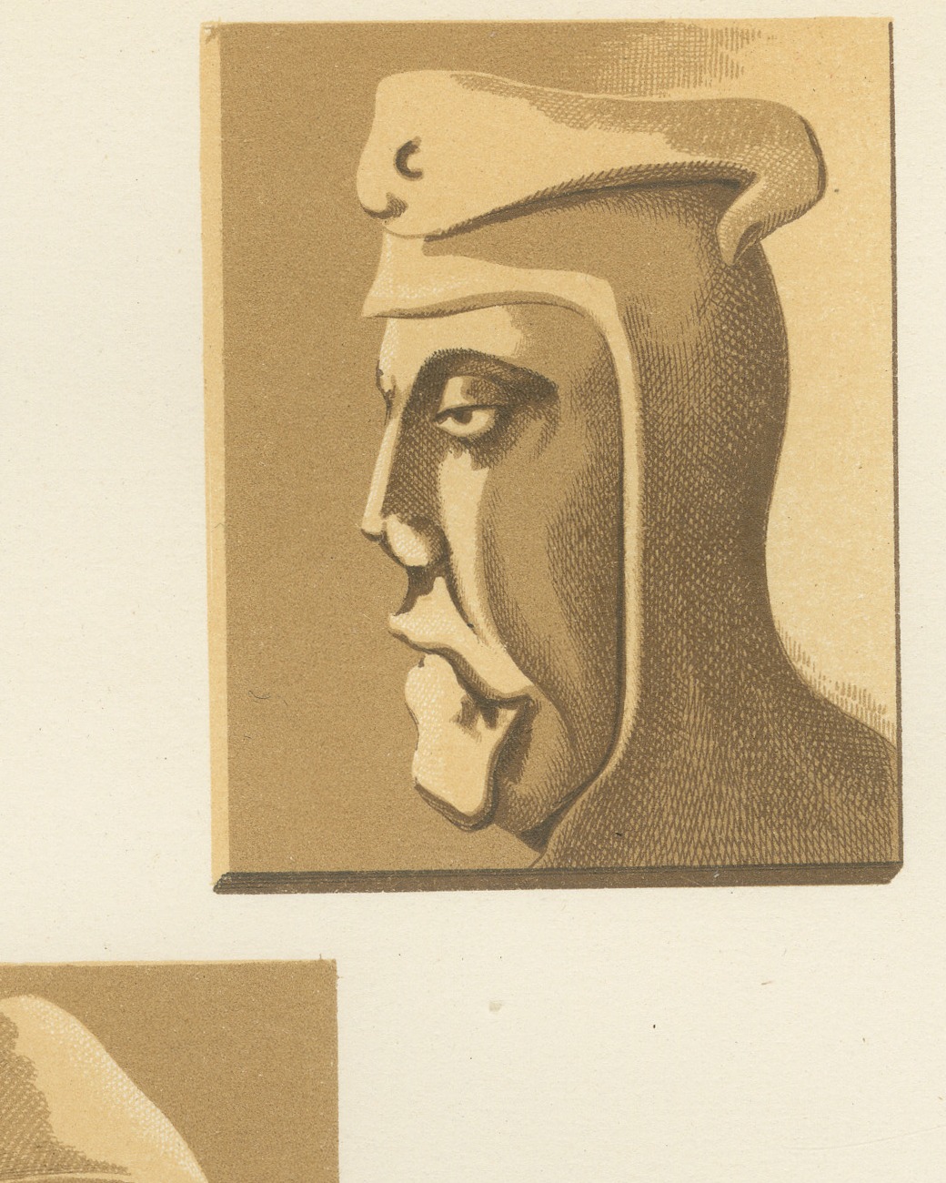 Carved Stall Heads at Vitteaux, Côte d'Or, Antique Print, 1851