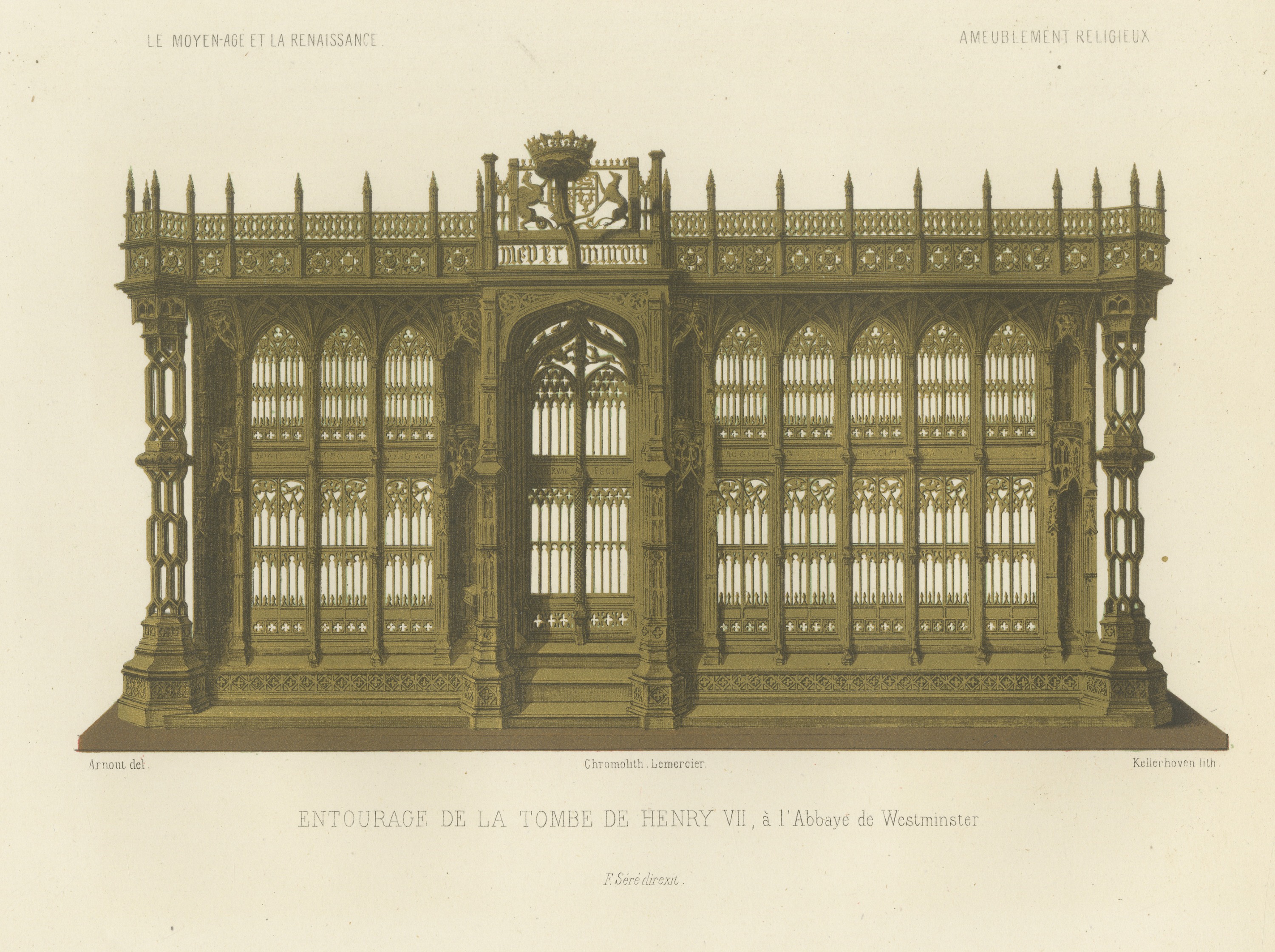 Tomb Screen of Henry VII, Westminster Abbey, Antique Print, 1851