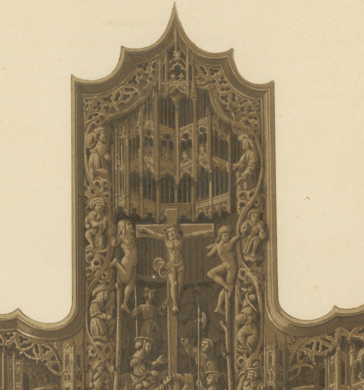 Carved Oak Retable of 1500, Saint Germain l'Auxerrois, Paris, 1851