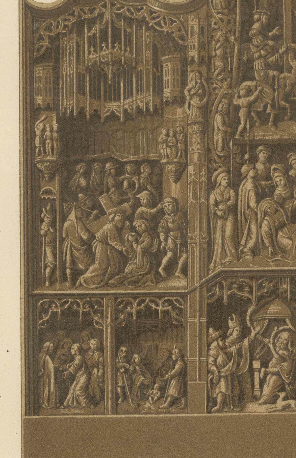 Carved Oak Retable of 1500, Saint Germain l'Auxerrois, Paris, 1851