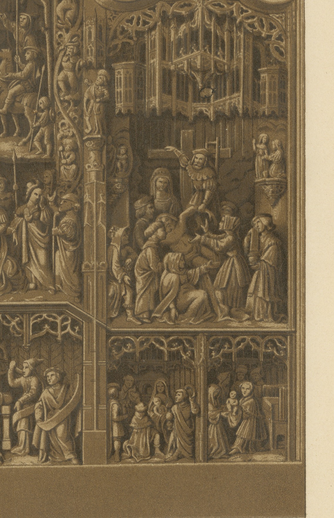 Carved Oak Retable of 1500, Saint Germain l'Auxerrois, Paris, 1851