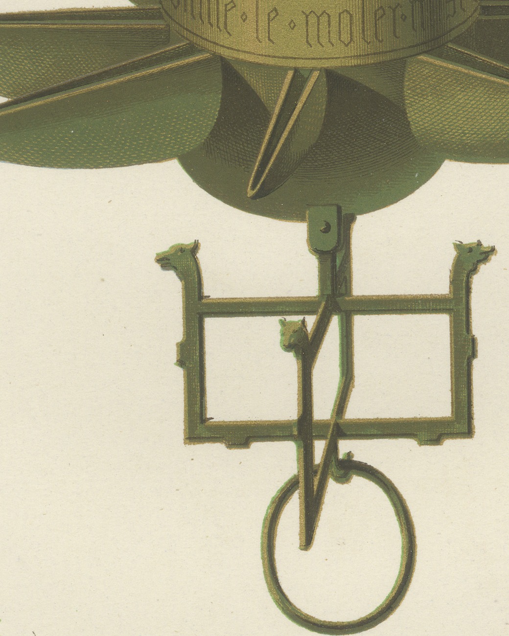 Flemish Votive Lamp, Fifteenth Century, Antique Print, 1851