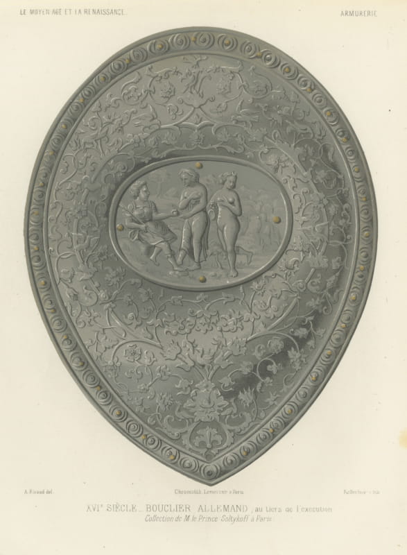 German Shield, Sixteenth Century, Soltykoff Collection, Antique Print, 1851