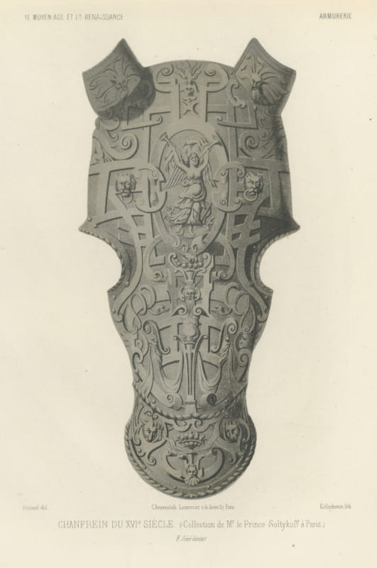 Sixteenth Century Chanfron, Soltykoff Collection, Antique Print, 1851