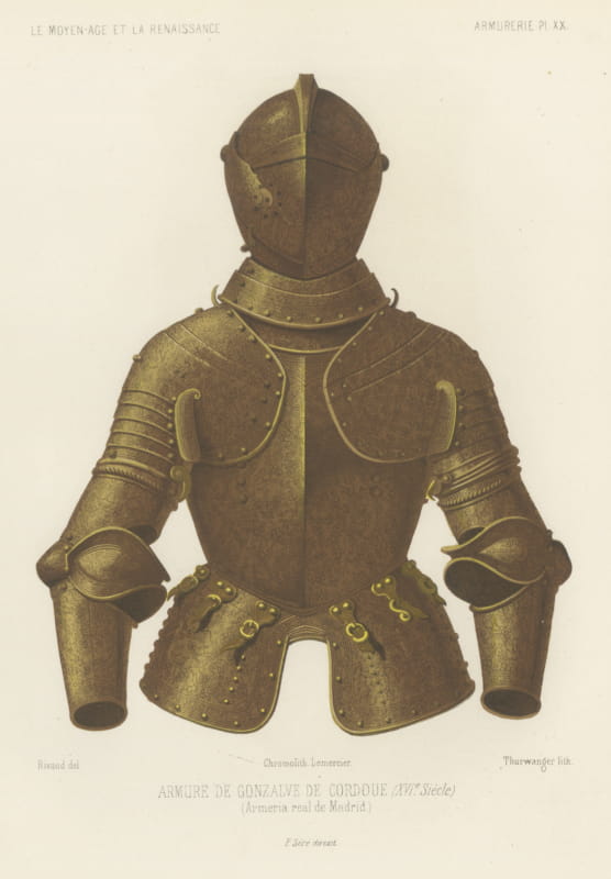 Armor of Gonzalo de Córdoba, Madrid Armory, Antique Print, 1851