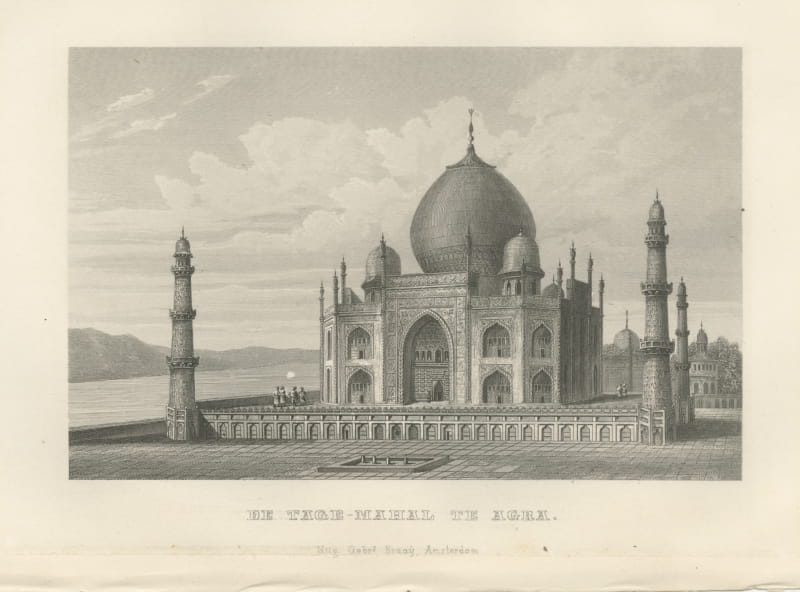 The Taj Mahal at Agra, Antique Steel Engraving, 1859