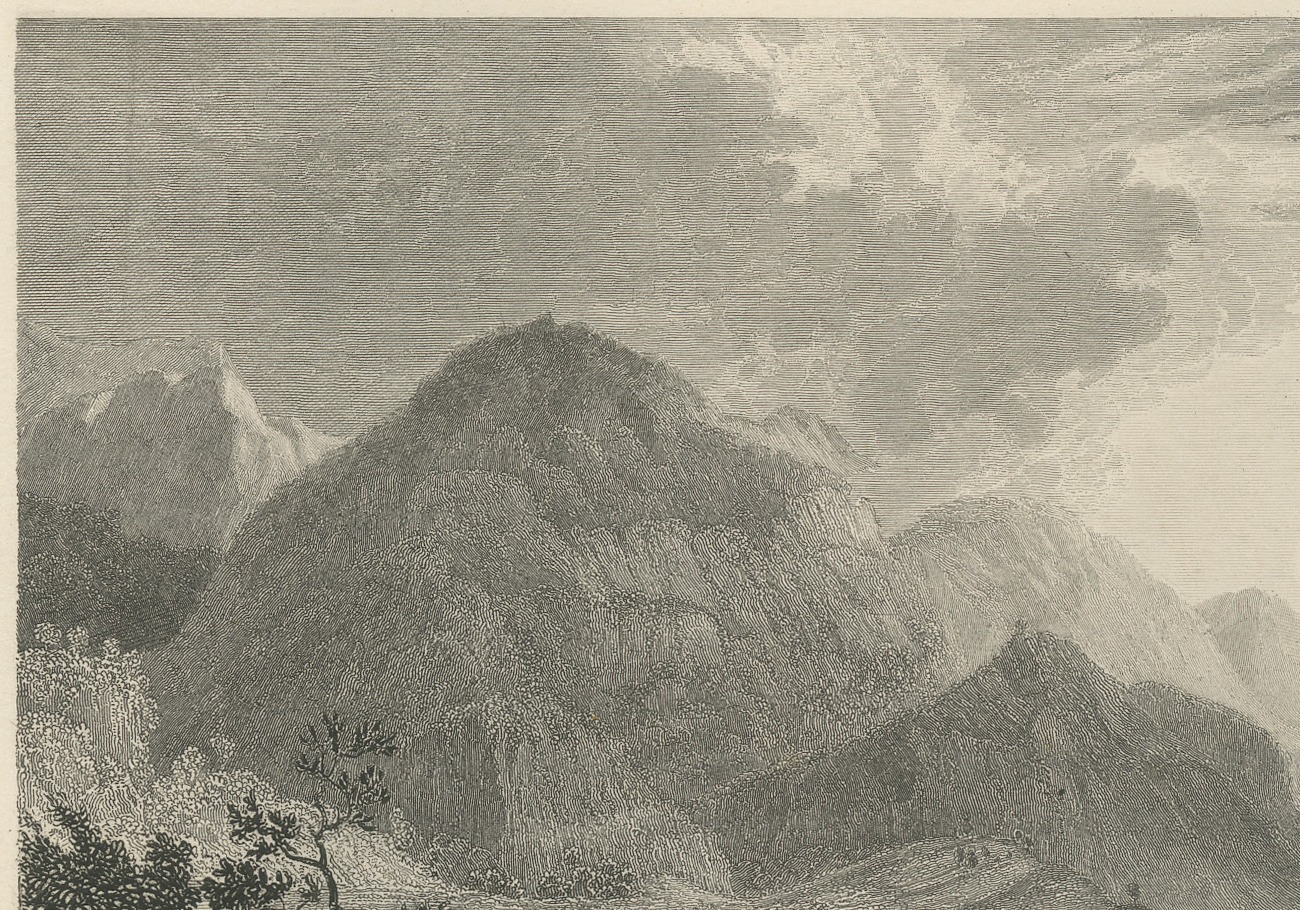 Landscape of Kutch, Horsemen Fording a River, Antique Steel Engraving, 1859