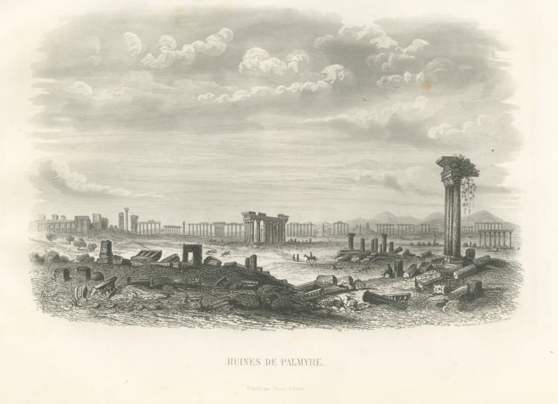 Ruins of Palmyra, Syria, Antique Steel Engraving, 1859