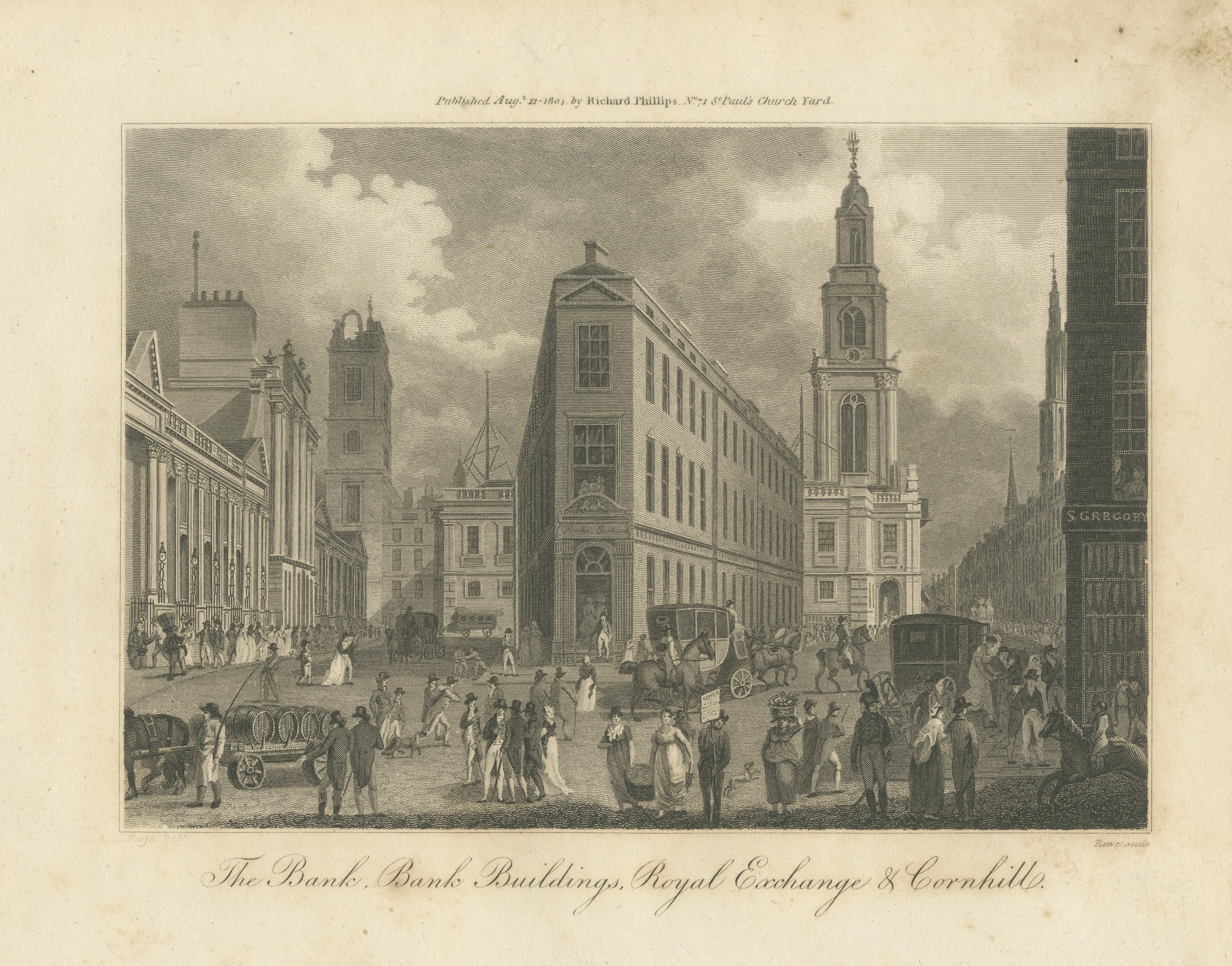 The Bank, Bank Buildings, Royal Exchange and Cornhill, 1804