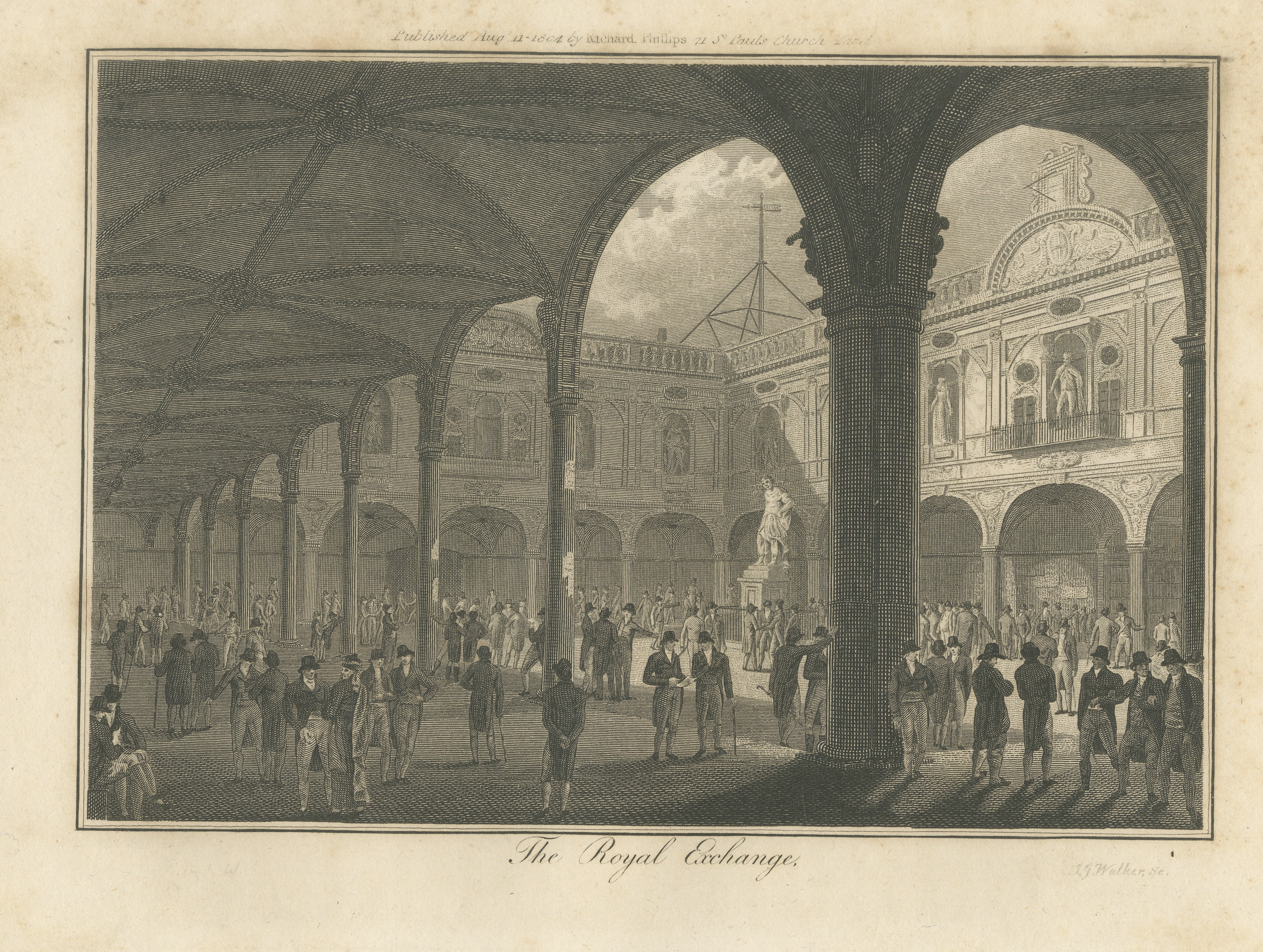 The Courtyard of the Royal Exchange with Merchants, London, 1804