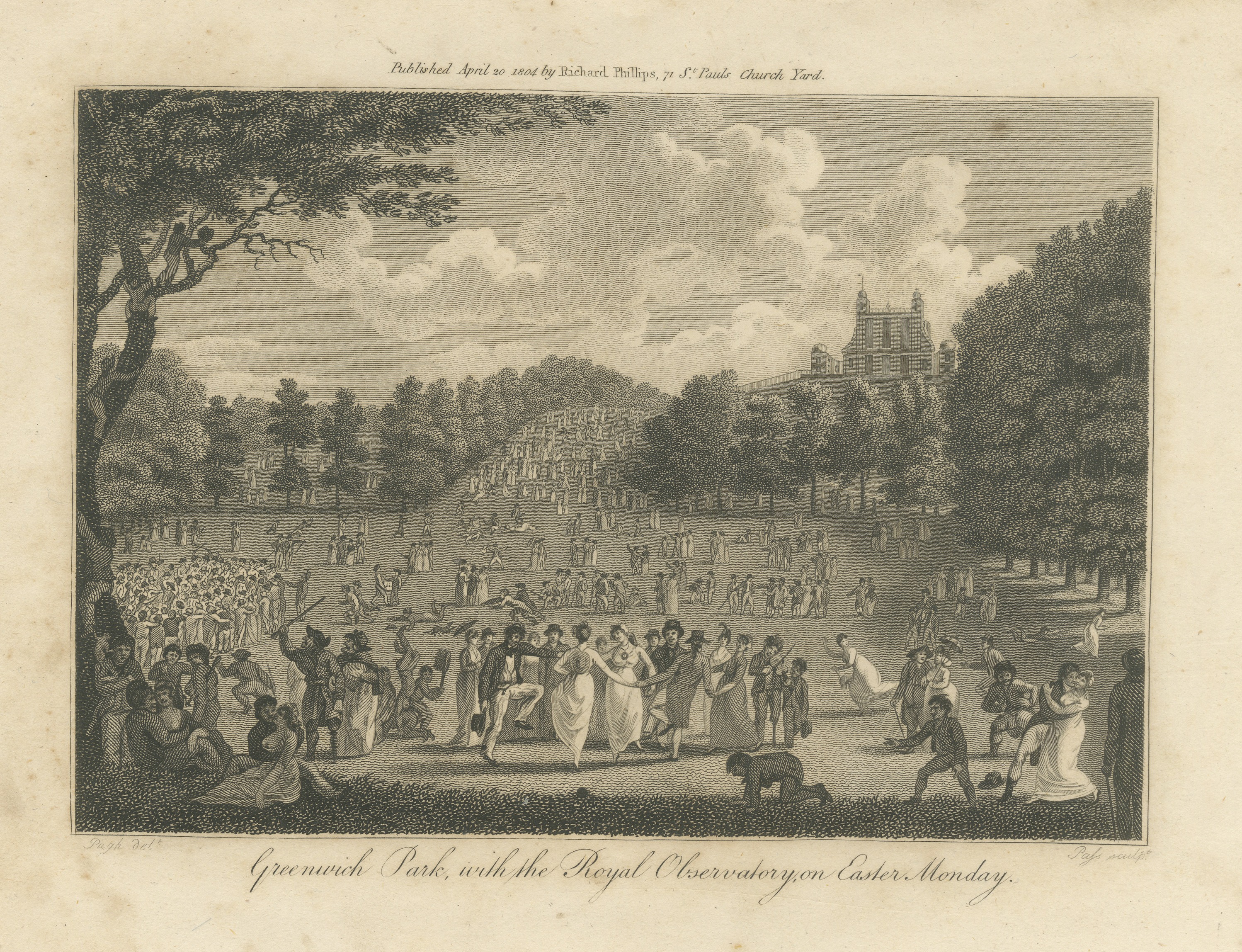 Greenwich Park and the Royal Observatory on Easter Monday, 1804