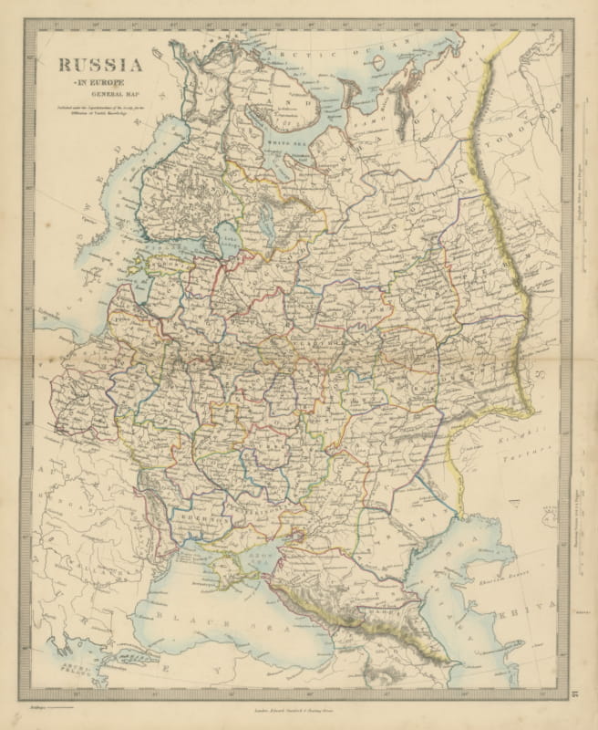 Antique Map of Russia in Europe with the 1856 Treaty of Paris Boundary, 1858