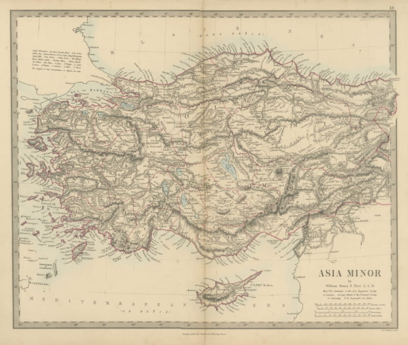 Antique Map of Asia Minor and Cyprus by William Henry F. Plate, 1858