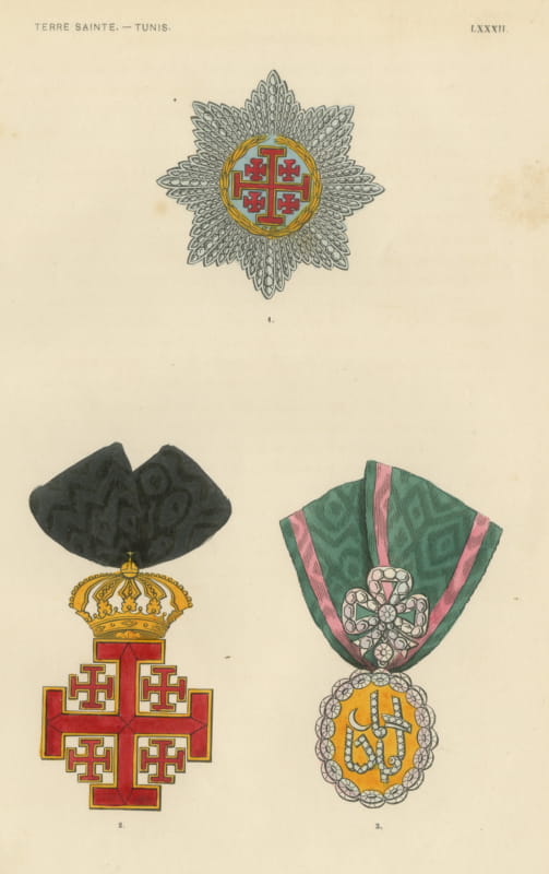 Holy Land and Tunis, Jerusalem Cross and Tunisian Badge, Plate LXXXII, 1844