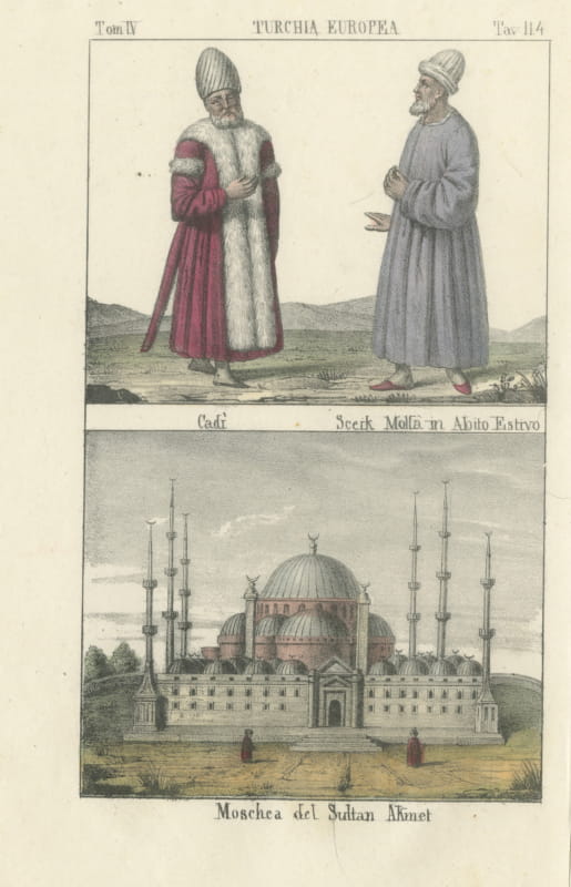A Cadi, a Sheikh Molla and the Mosque of Sultan Ahmet, Constantinople, 1842