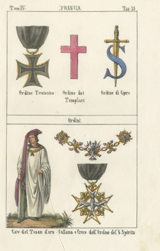 Badges of the Teutonic, Templar and Cyprus Orders with the Golden Fleece, 1842