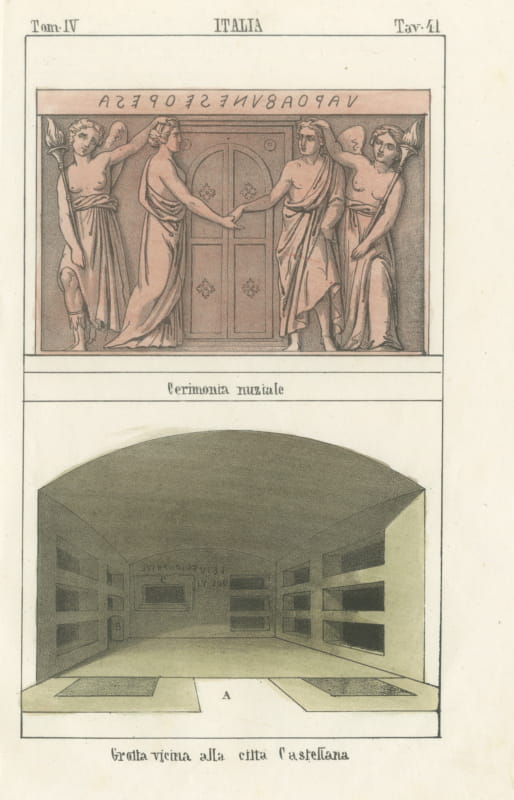 Etruscan Wedding Relief and a Tomb Chamber near Civita Castellana, 1842