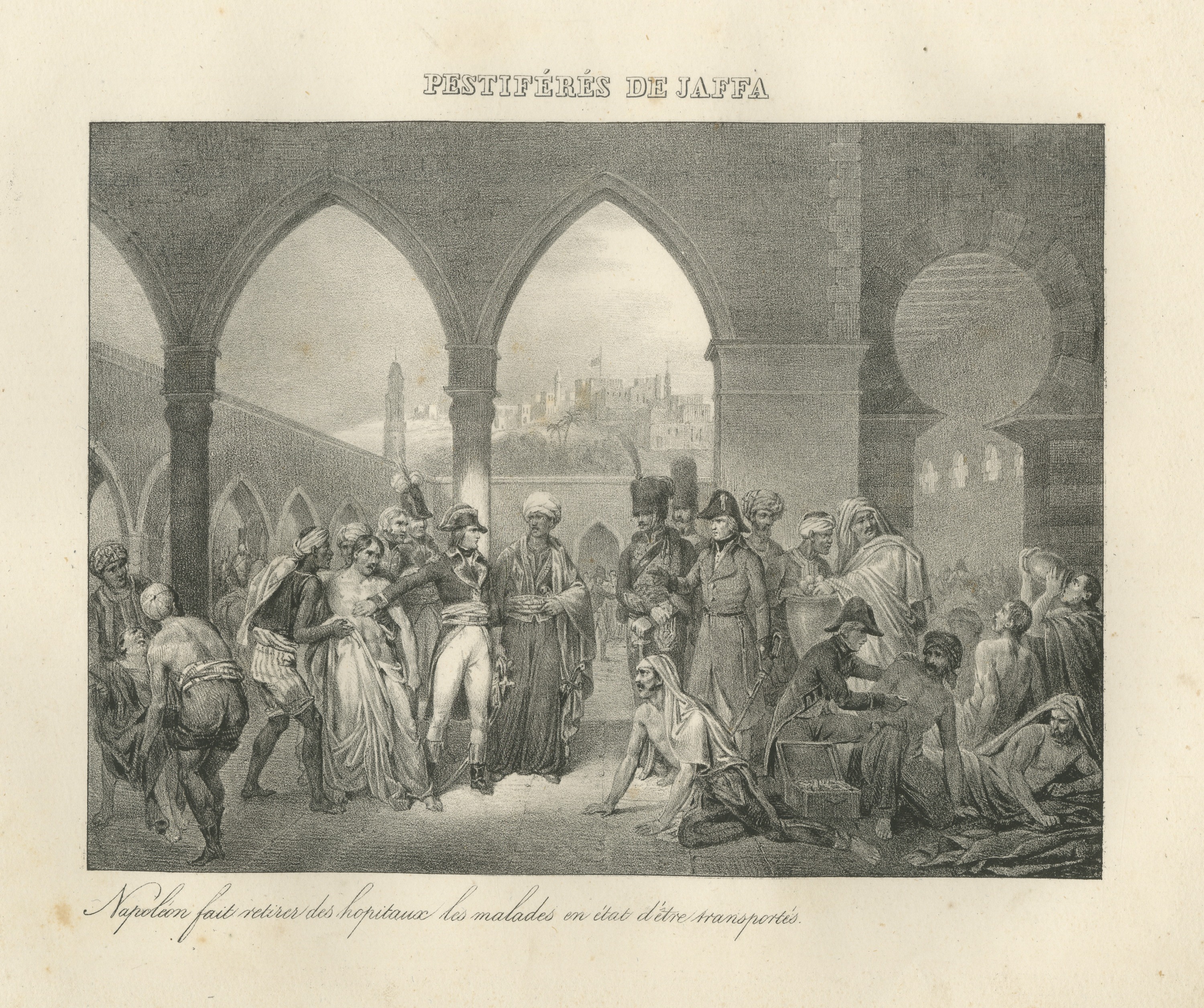 Plague Victims of Jaffa, Napoleon and the Sick, Antique Madou Lithograph, 1827