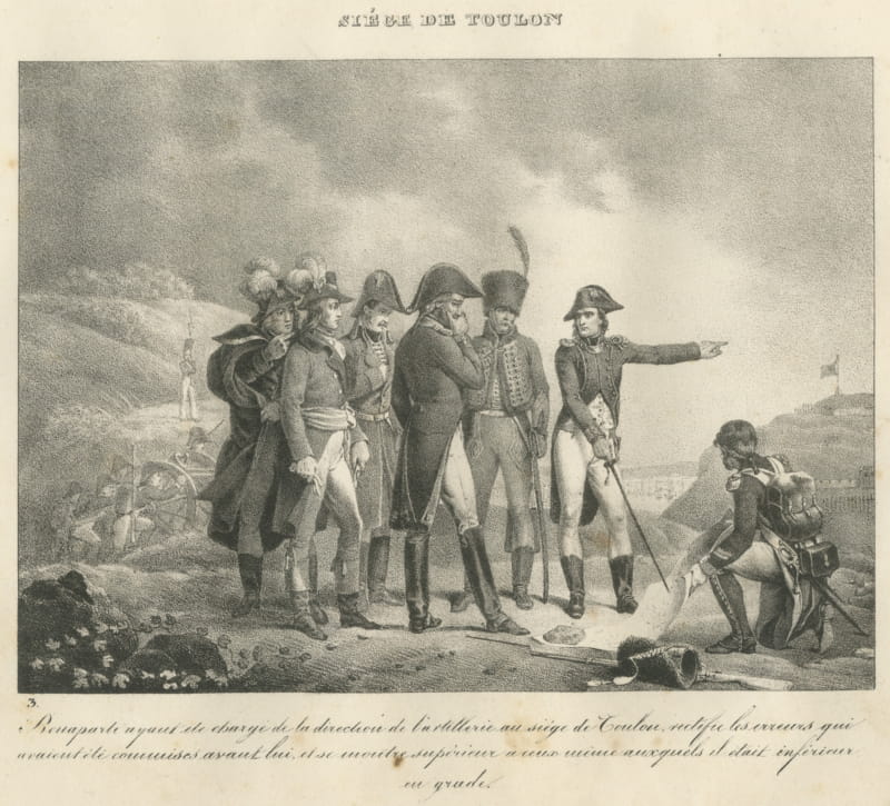 Siege of Toulon, Bonaparte's Artillery, Antique Madou Lithograph, 1827
