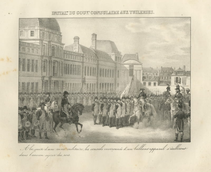 The Consuls Installed at the Tuileries, Paris, Antique Madou Lithograph, 1827