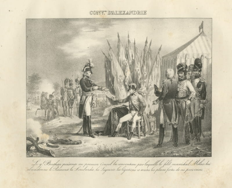 Convention of Alessandria After Marengo, Antique Madou Lithograph, 1827