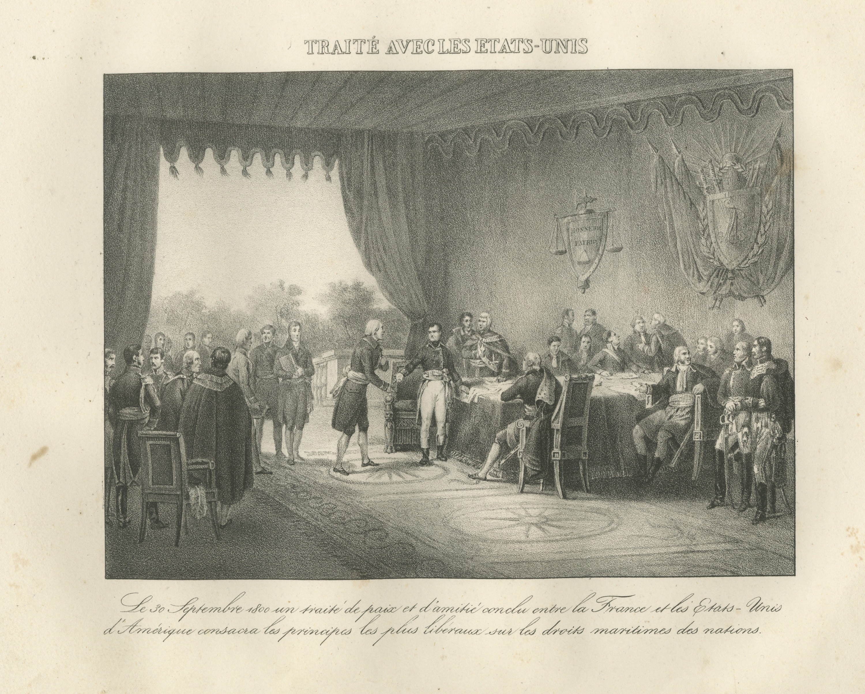 Treaty of Peace with the United States, 1800, Antique Madou Lithograph, 1827