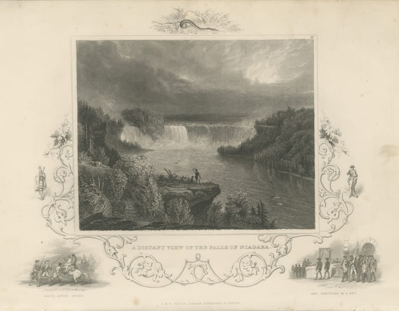 A Distant View of Niagara Falls, Major Andre Seized and Executed, circa 1850