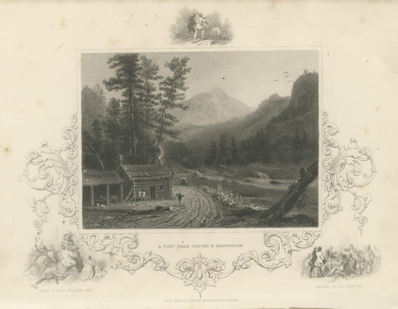View Near Conway, New Hampshire, Death of Major Waldron Vignette, circa 1850