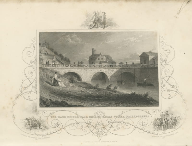 Race Bridge and Fairmount Water Works, Philadelphia, Brandywine, circa 1850