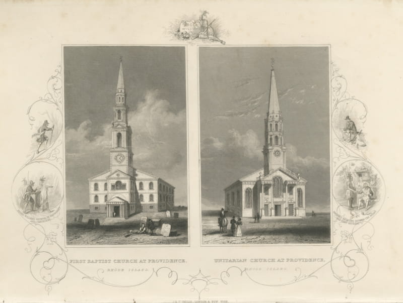 First Baptist and Unitarian Churches, Providence, Roger Williams, circa 1850