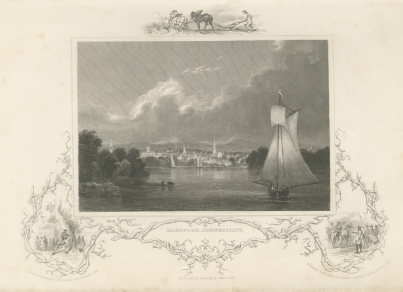 Hartford, Connecticut, River View Drawn by Thomas Cole, circa 1850