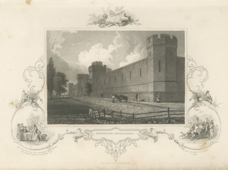Penitentiary, Philadelphia, Castellated Walls, Penn Vignettes, circa 1850
