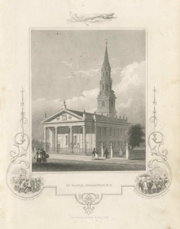 St. Paul's Chapel, Broadway, New York, Drawn by A. J. Davis, circa 1850