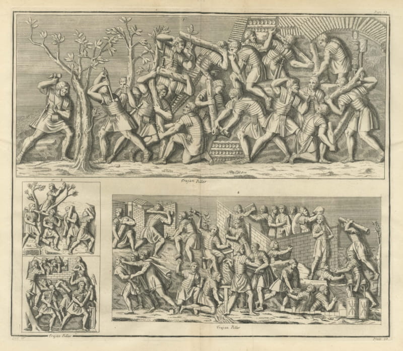 Roman Soldiers Felling Trees and Building Ramparts, Trajan's Column, 1722