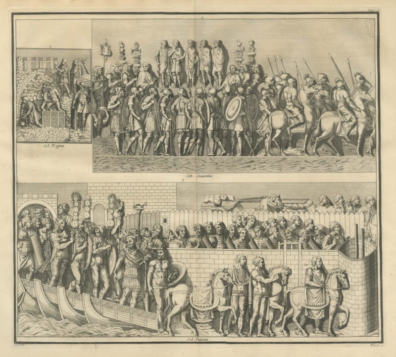 Roman Army at a Tribunal and a Bridge of Boats, Montfaucon, 1722