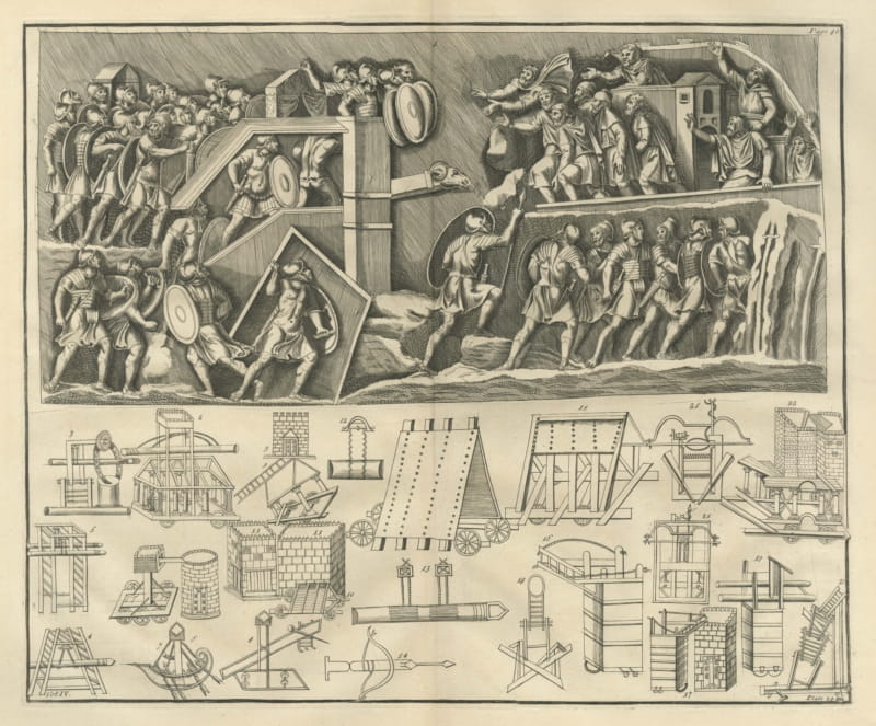 Roman Siege Relief with a Ram, Siege Towers and Engines, Montfaucon, 1722